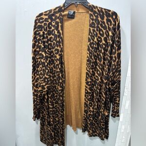 89th & Madison Leopard Print Cardigan - Black and Brown